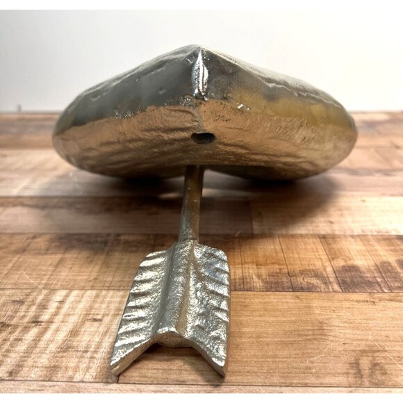 Silver Metallic Heart With Arrow Sculpture Table Decor Large - Picture 5 of 5